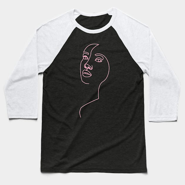 One Line Digital Art - Black pink Baseball T-Shirt by Teephical